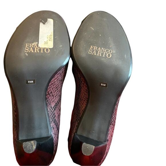 Franco Sarto python snake skin pumps violet Size 8.5 m peep toes 3.5. “ heels - Picture 2 of 7